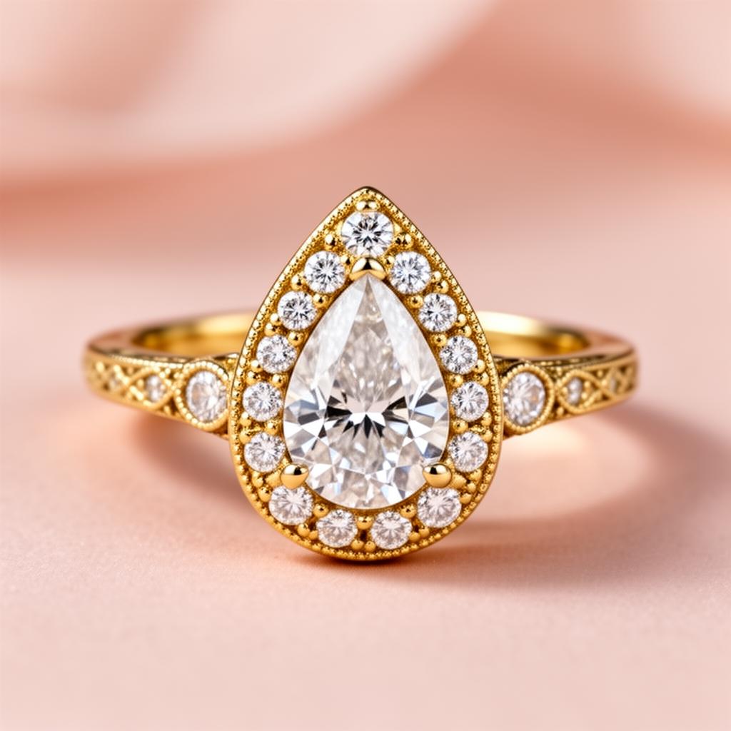 The Juniper — custom engagement ring, 1.4ct pear · 18k yellow gold